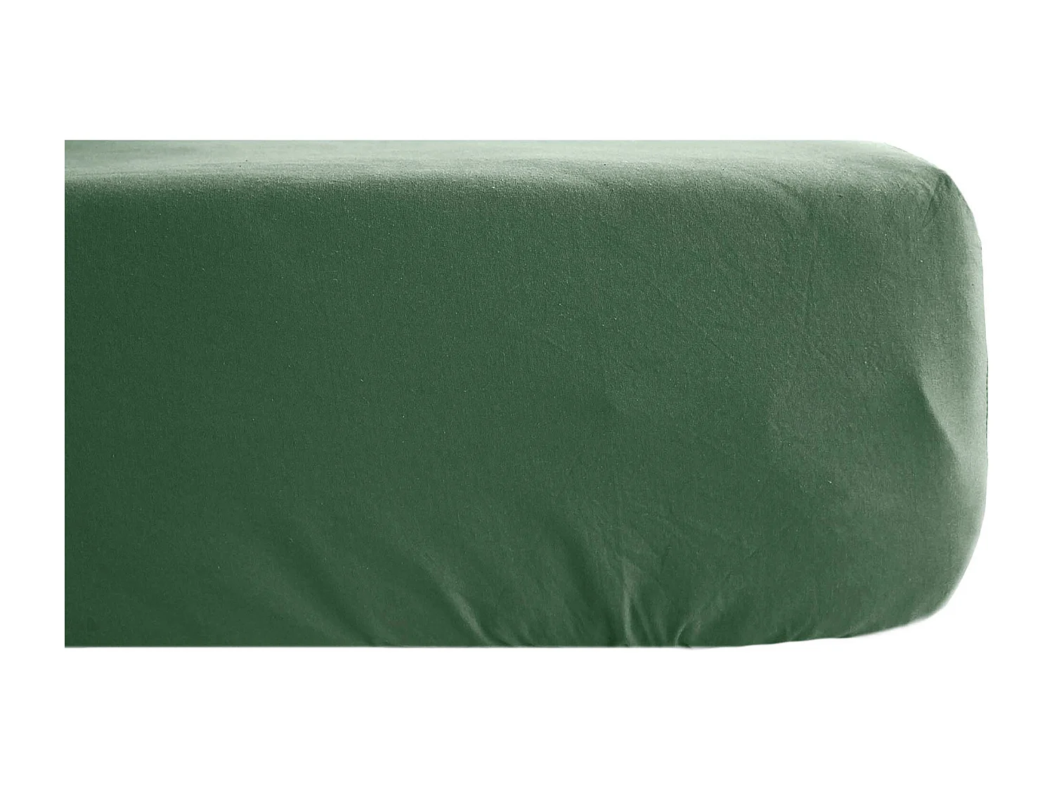 Drap housse PALACE pur coton lavé 160x200 cm bonnet 35 cm uni vert cedre