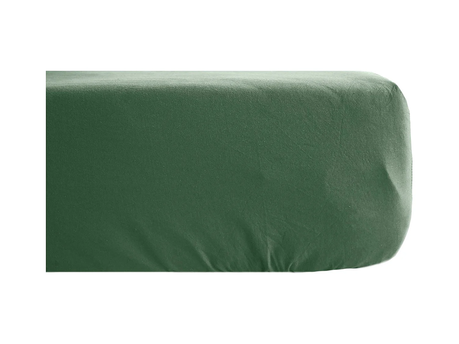 Drap housse 160x200 cm pur coton lavé PALACE vert cedre