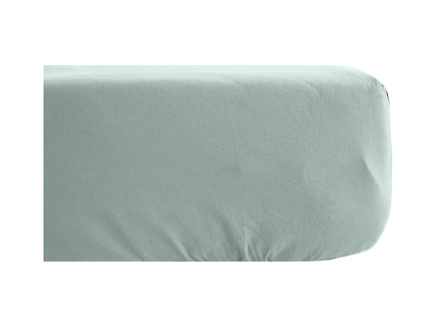 Drap housse 180x200 cm mousseline de coton OPERA vert lichen