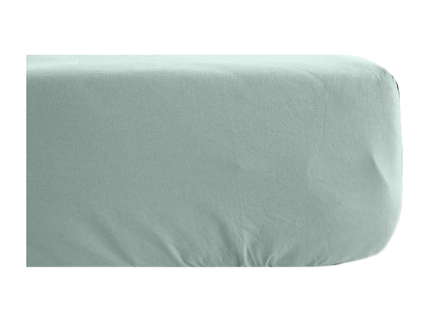 Drap housse 180x200 cm mousseline de coton OPERA vert lichen