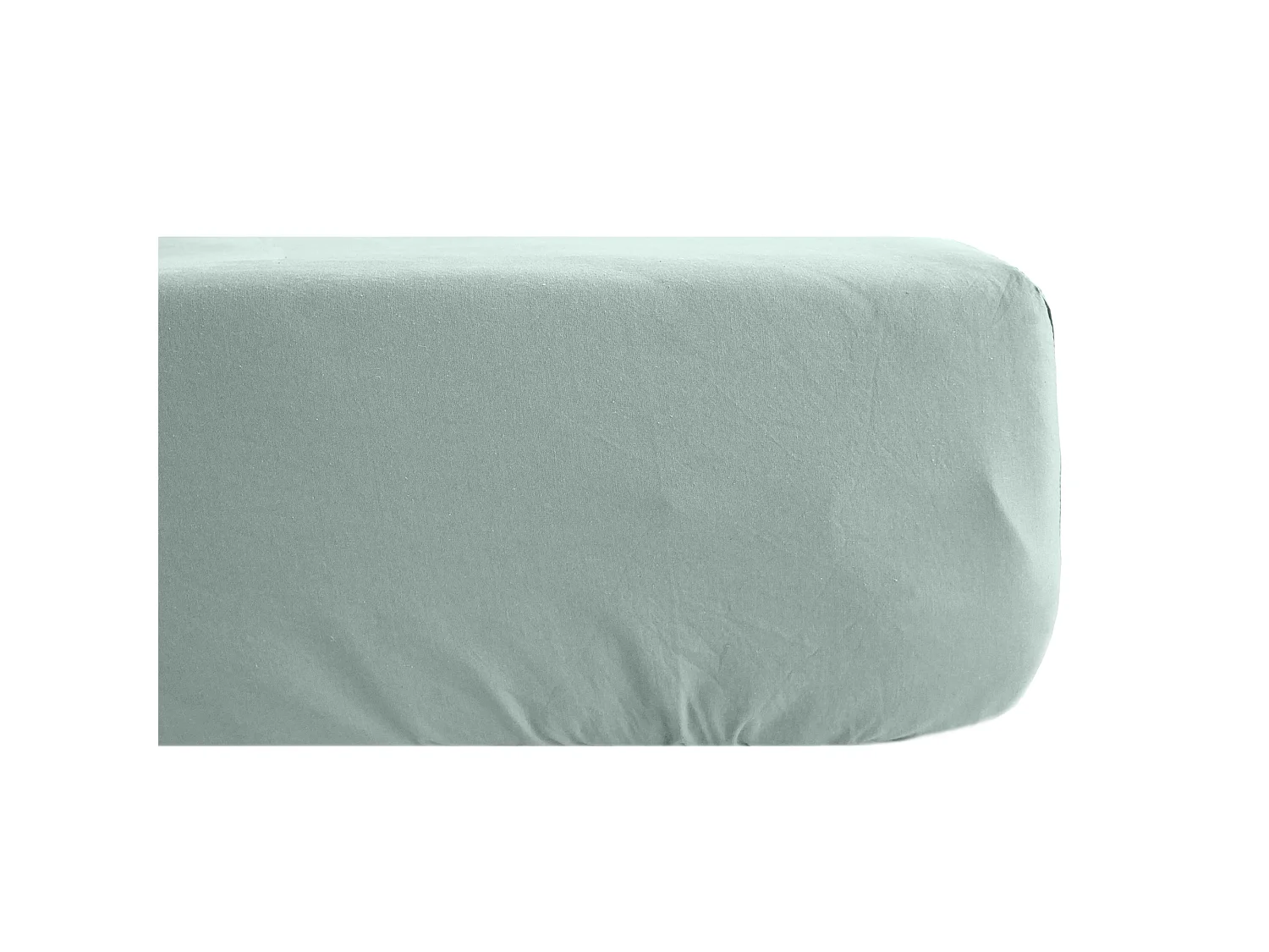 Drap housse 180x200 cm mousseline de coton OPERA vert lichen