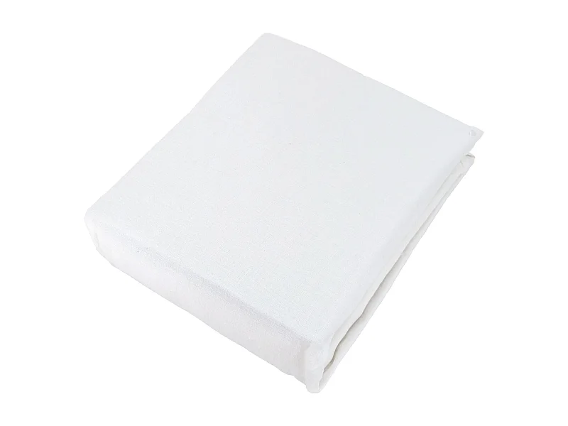 Drap housse 140x190 cm mousseline de coton OPERA blanc neige