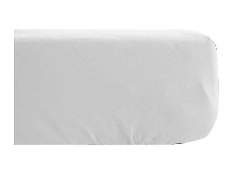 Drap housse uni 200x200 cm bonnet 40 cm percale de coton MANOIR blanc Neige