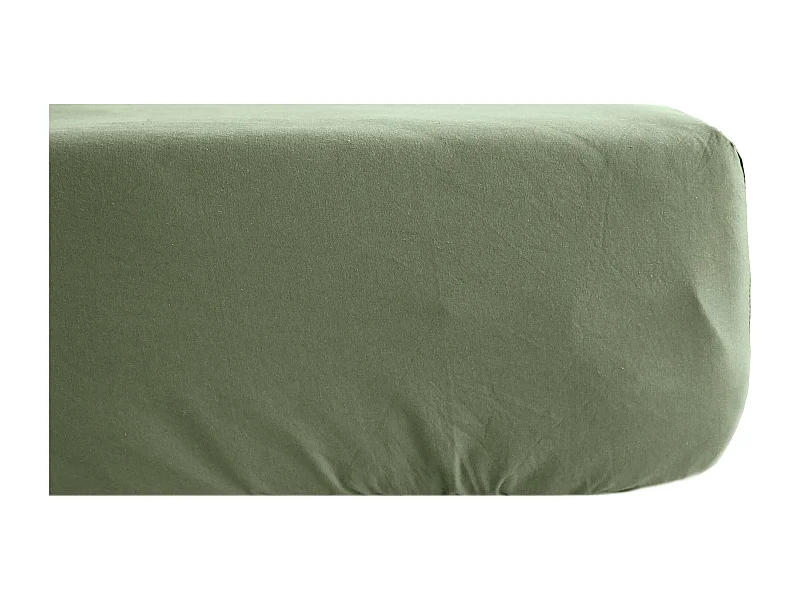 Drap housse 160x200 cm mousseline de coton OPERA vert mousse