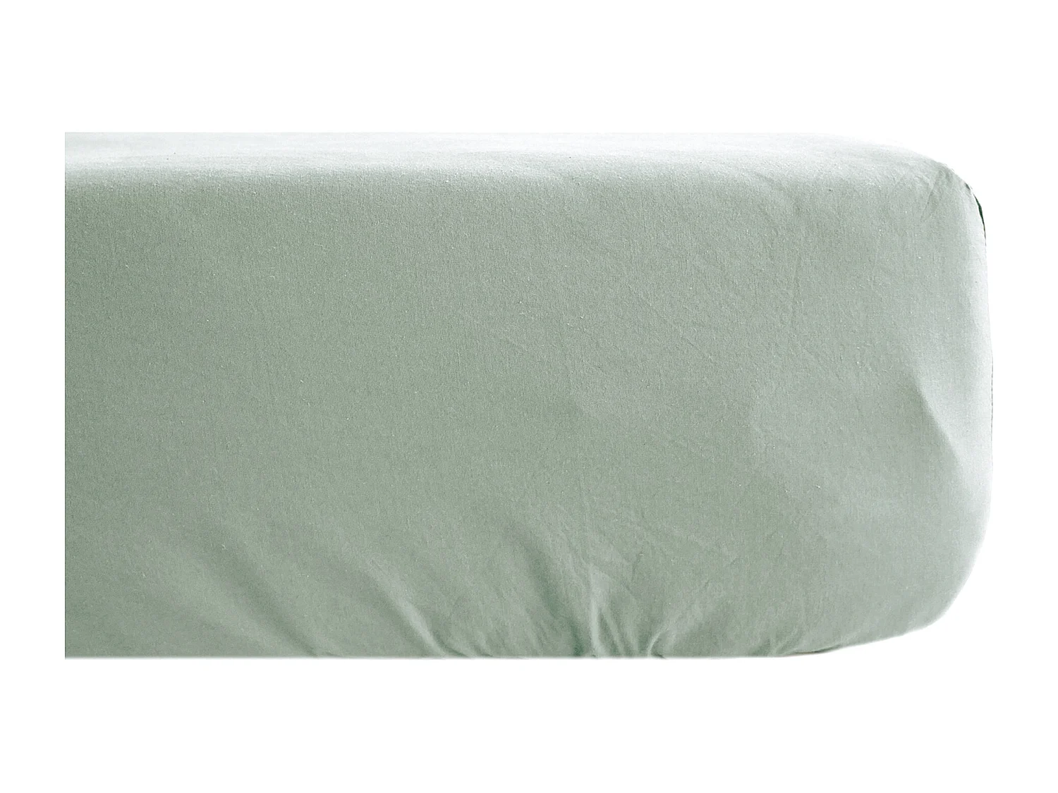 Drap housse uni 140x200 cm bonnet 35 cm percale de coton MANOIR vert Lichen