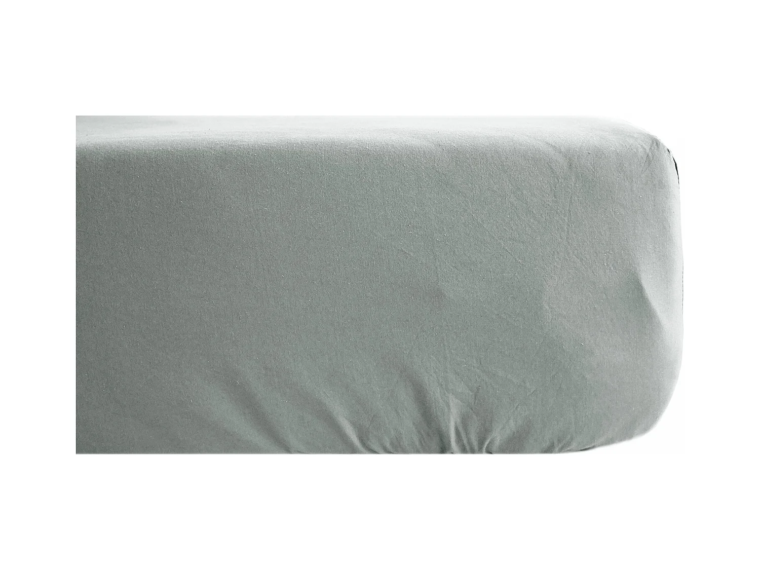 Drap housse 180x200 cm pur coton lavé PALACE vert lichen