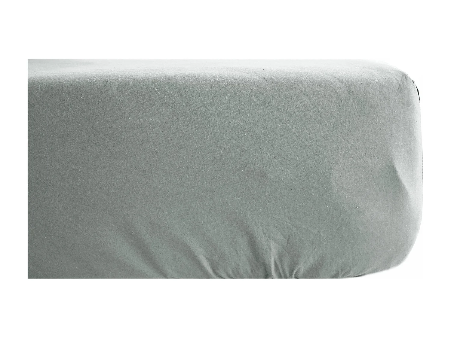 Drap housse PALACE pur coton lavé 180x200 cm bonnet 35 cm uni vert lichen