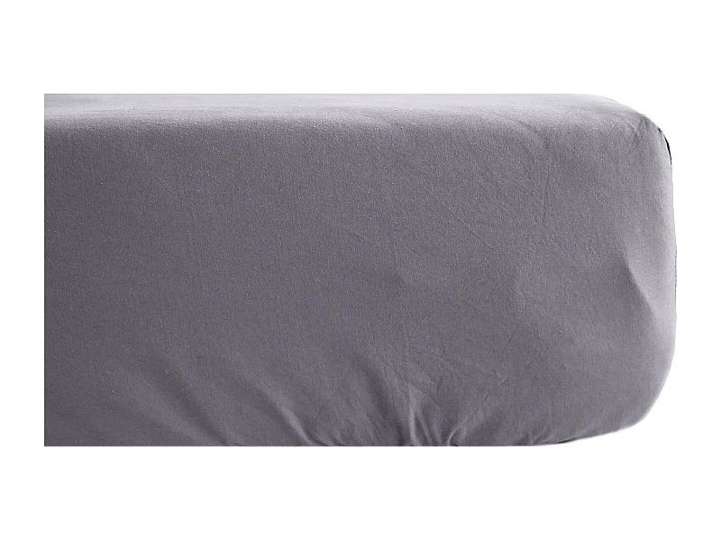 Drap housse lin et coton 160x200 cm mousseline de coton OPERA gris brume