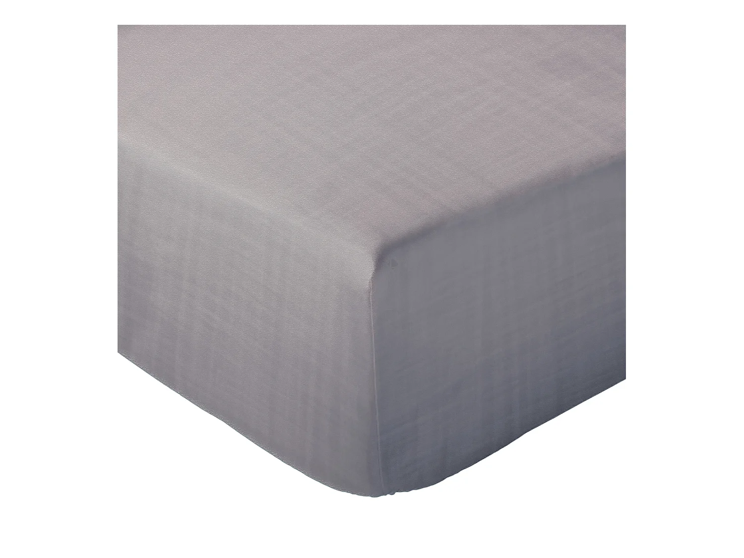 Drap housse 160x200x30 cm mousseline de coton MILOS gris cendre
