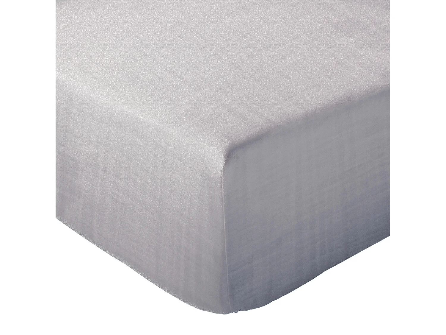 Drap housse MILOS mousseline de coton 160x200 cm bonnet 30 cm uni gris cendre