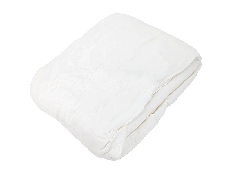 Drap housse MILOS mousseline de coton 140x200 cm bonnet 30 cm uni blanc neige
