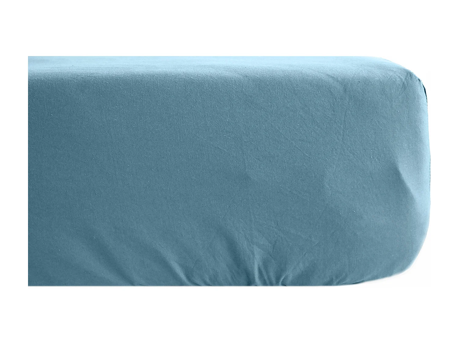 Drap housse PALACE pur coton lavé 90x190 cm bonnet 30 cm uni bleu topaze