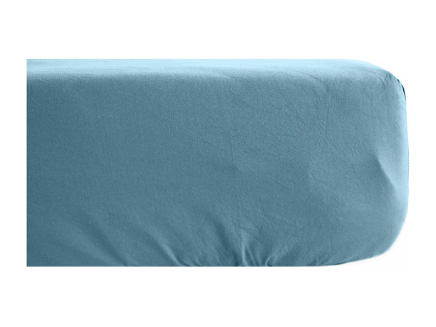Drap housse PALACE pur coton lavé 90x190 cm bonnet 30 cm uni bleu topaze
