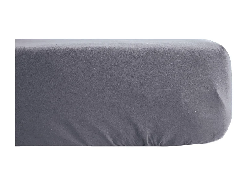 Drap housse PALACE pur coton lavé 200x200 cm bonnet 35 cm uni gris brume