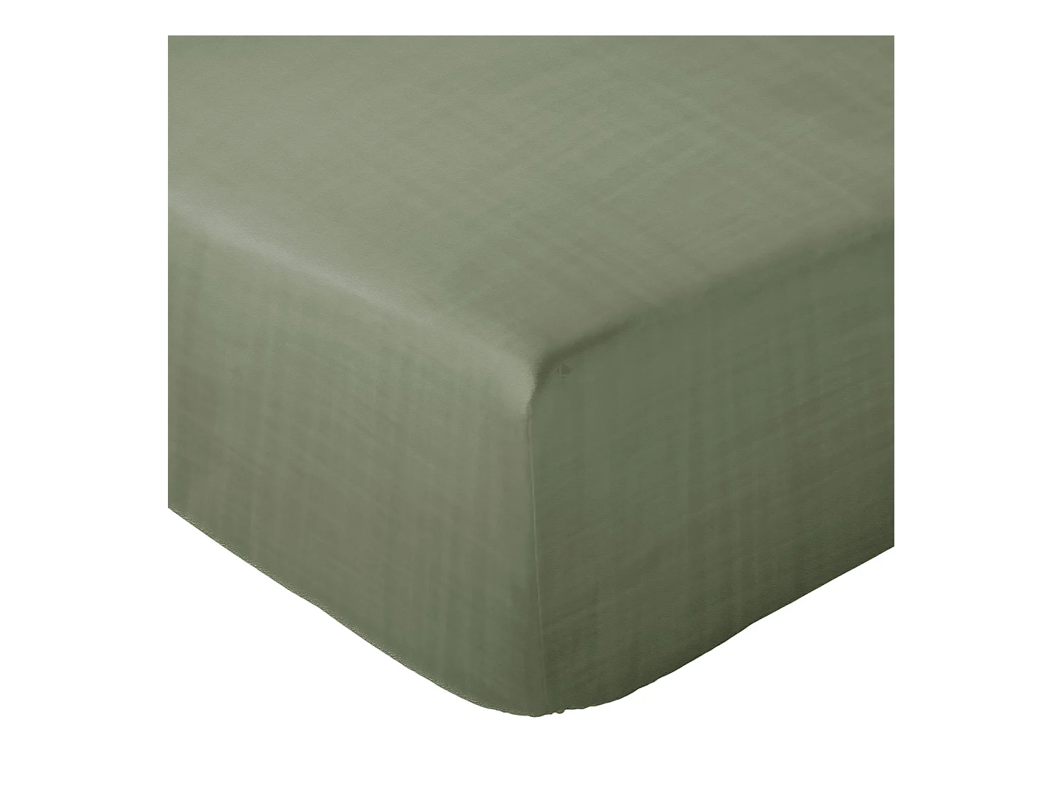 Drap housse 180x200x30 cm mousseline de coton MILOS vert mousse