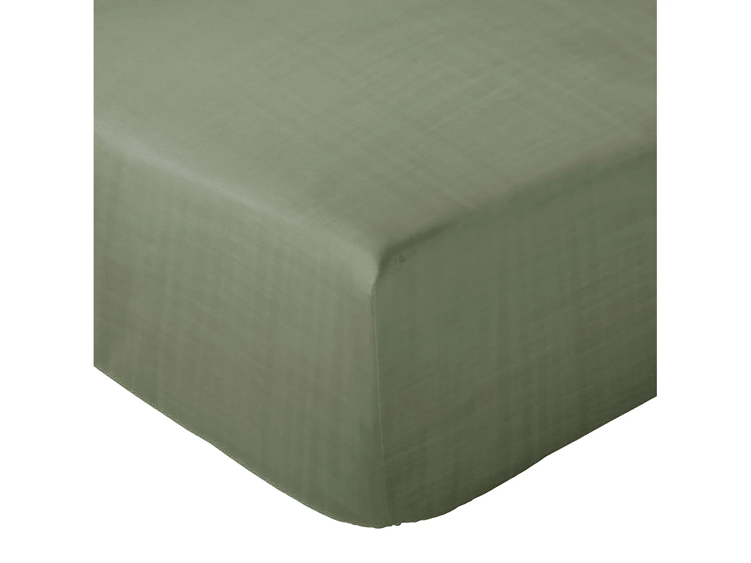 Drap housse MILOS mousseline de coton 180x200 cm bonnet 30 cm uni vert mousse