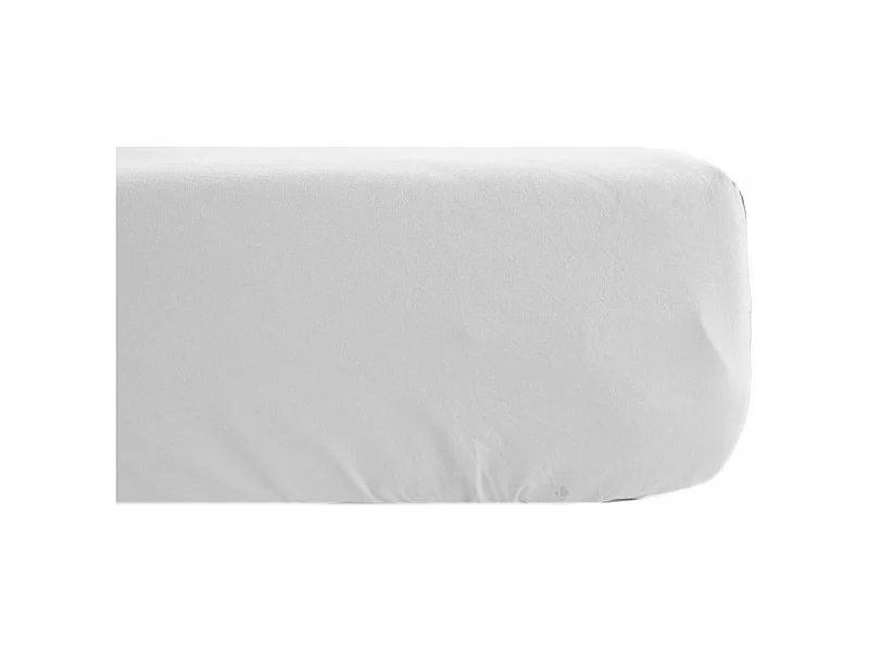 Drap housse uni 140x190 cm percale MANOIR blanc Neige bonnet 35
