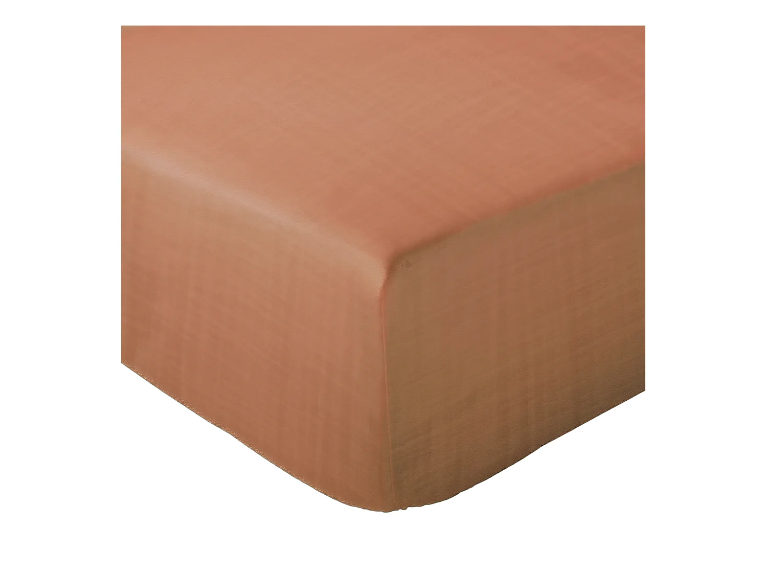 Drap housse 160x200x30 cm mousseline de coton MILOS marron cognac
