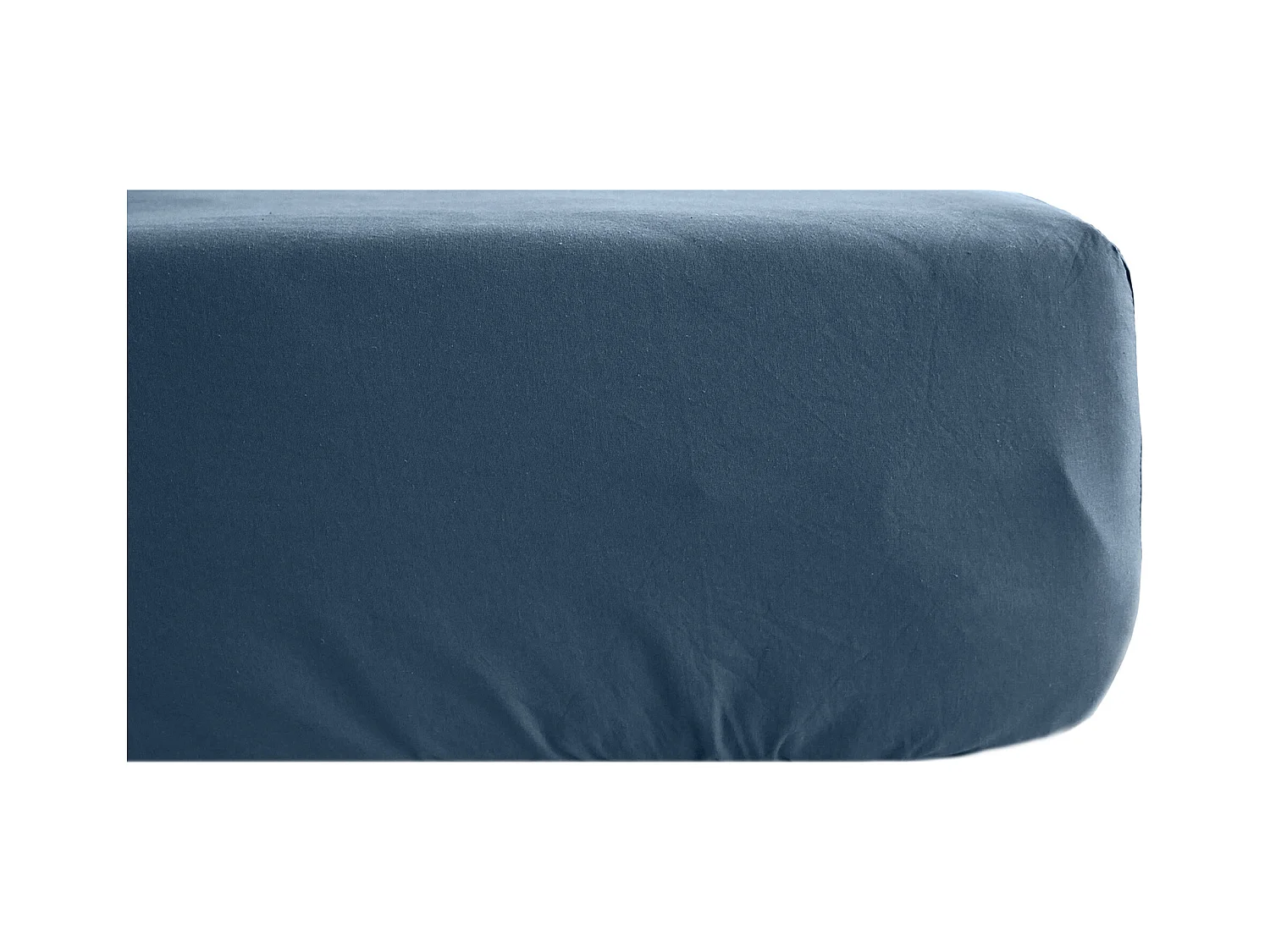 Drap housse 180x200 cm mousseline de coton OPERA bleu ardoise