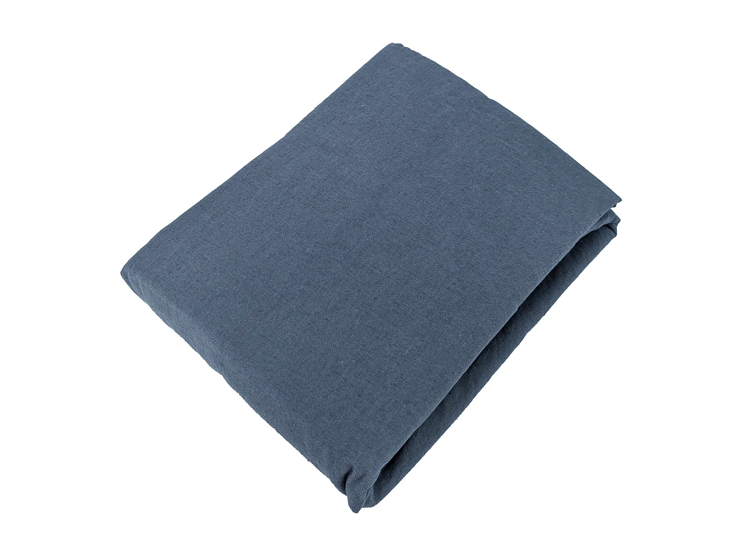 Drap housse 180x200 cm mousseline de coton OPERA bleu ardoise