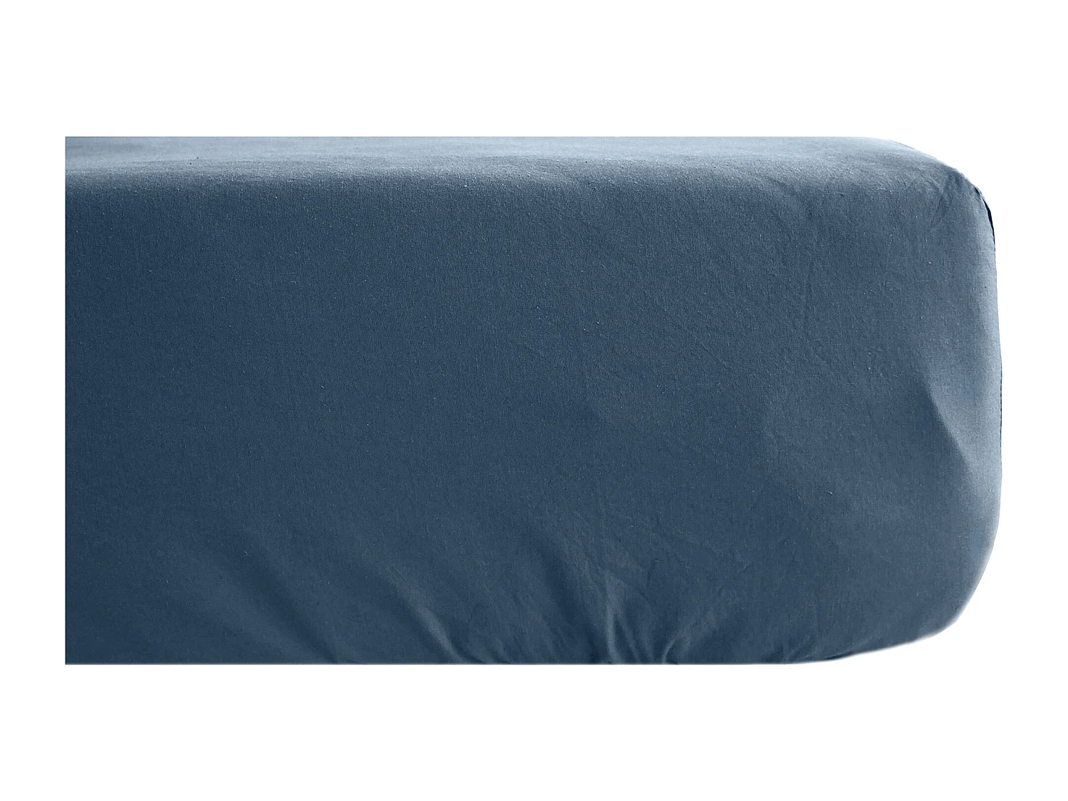 Drap housse 180x200 cm mousseline de coton OPERA bleu ardoise