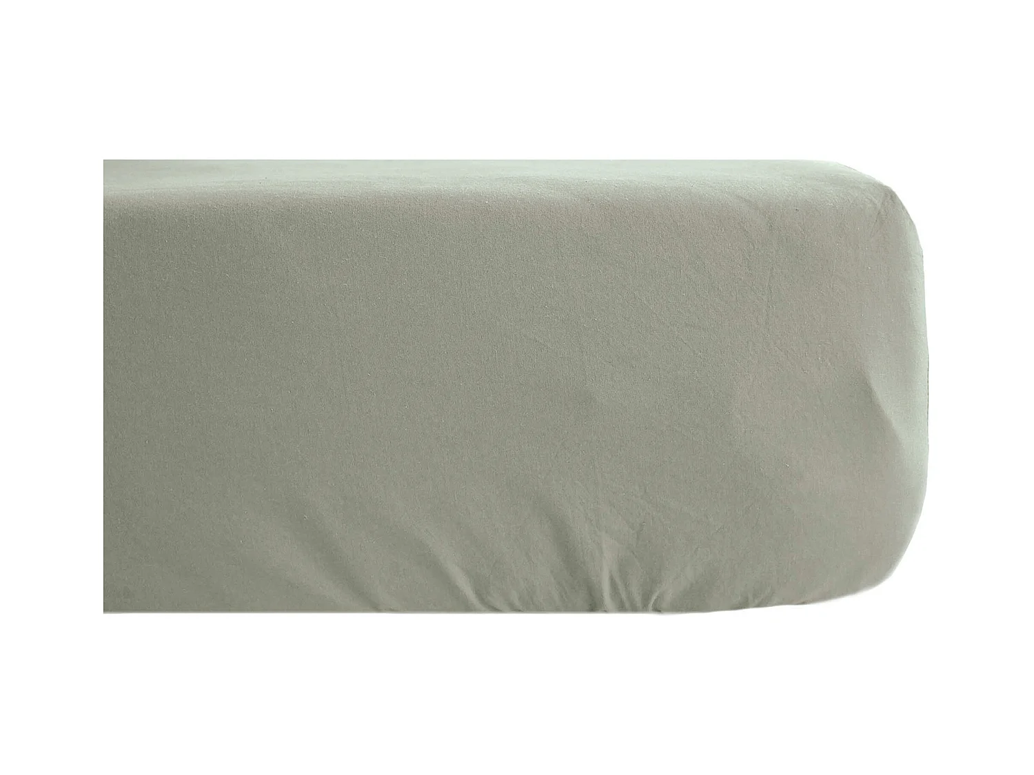 Drap housse 180x200 cm pur coton lavé PALACE vert laurier