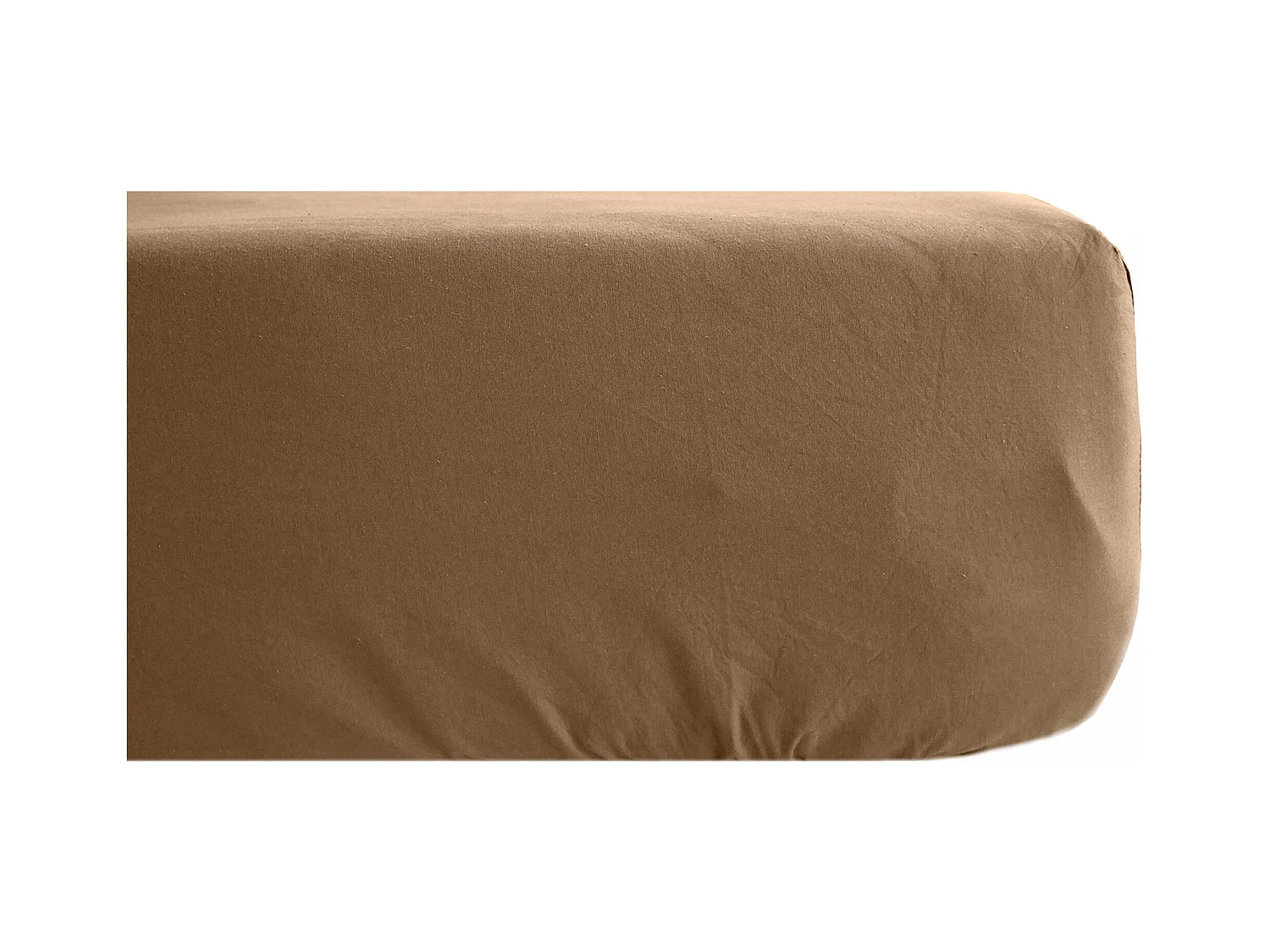 Drap housse 160x200 cm pur coton lavé PALACE marron cognac