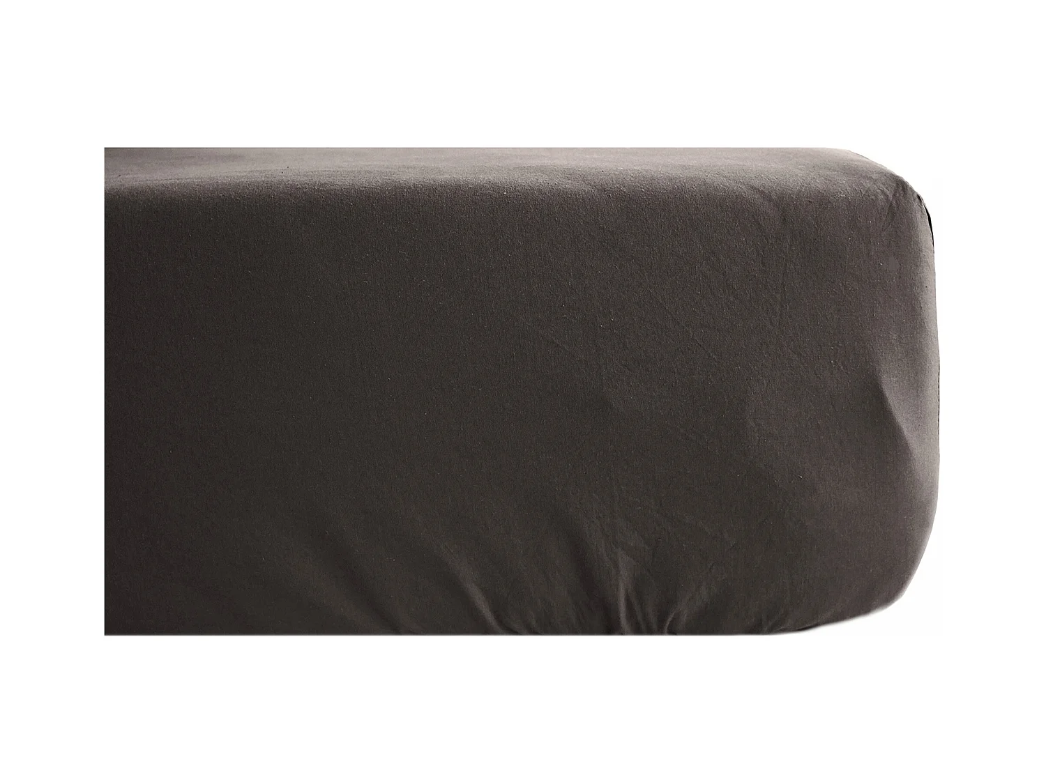 Drap housse 90x190 cm pur coton lavé PALACE marron café bonnet 30 cm
