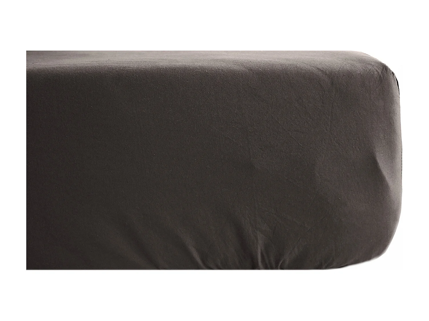 Drap housse PALACE pur coton lavé 90x190 cm bonnet 30 cm uni marron café