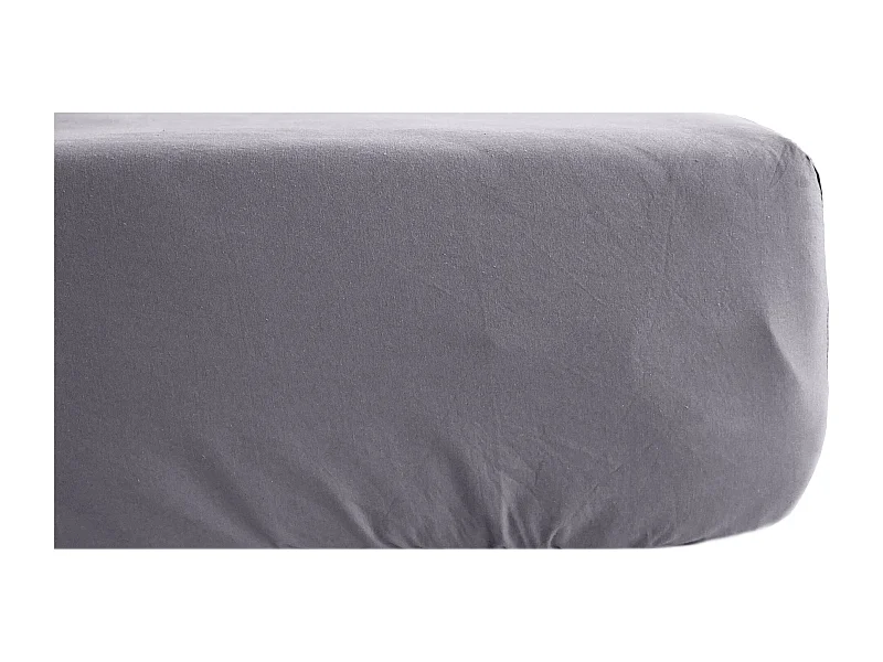 Drap housse lin et coton 180x200 cm mousseline de coton OPERA gris brume