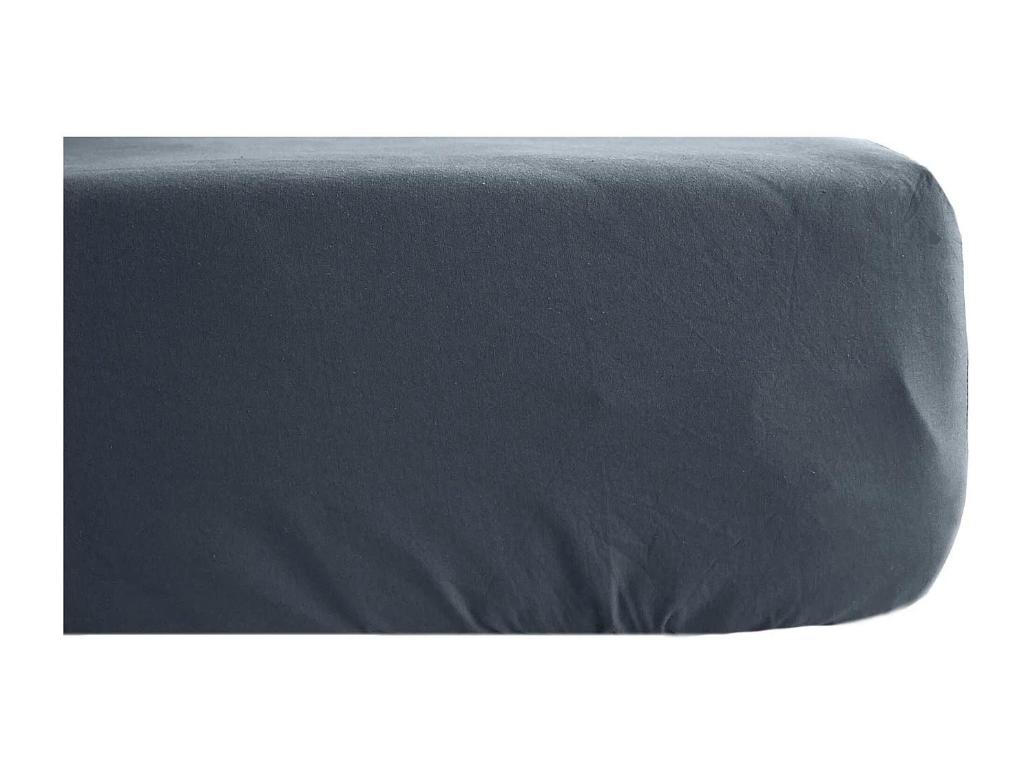 Drap housse PALACE pur coton lavé 140x190 cm bonnet 35 cm uni noir granit