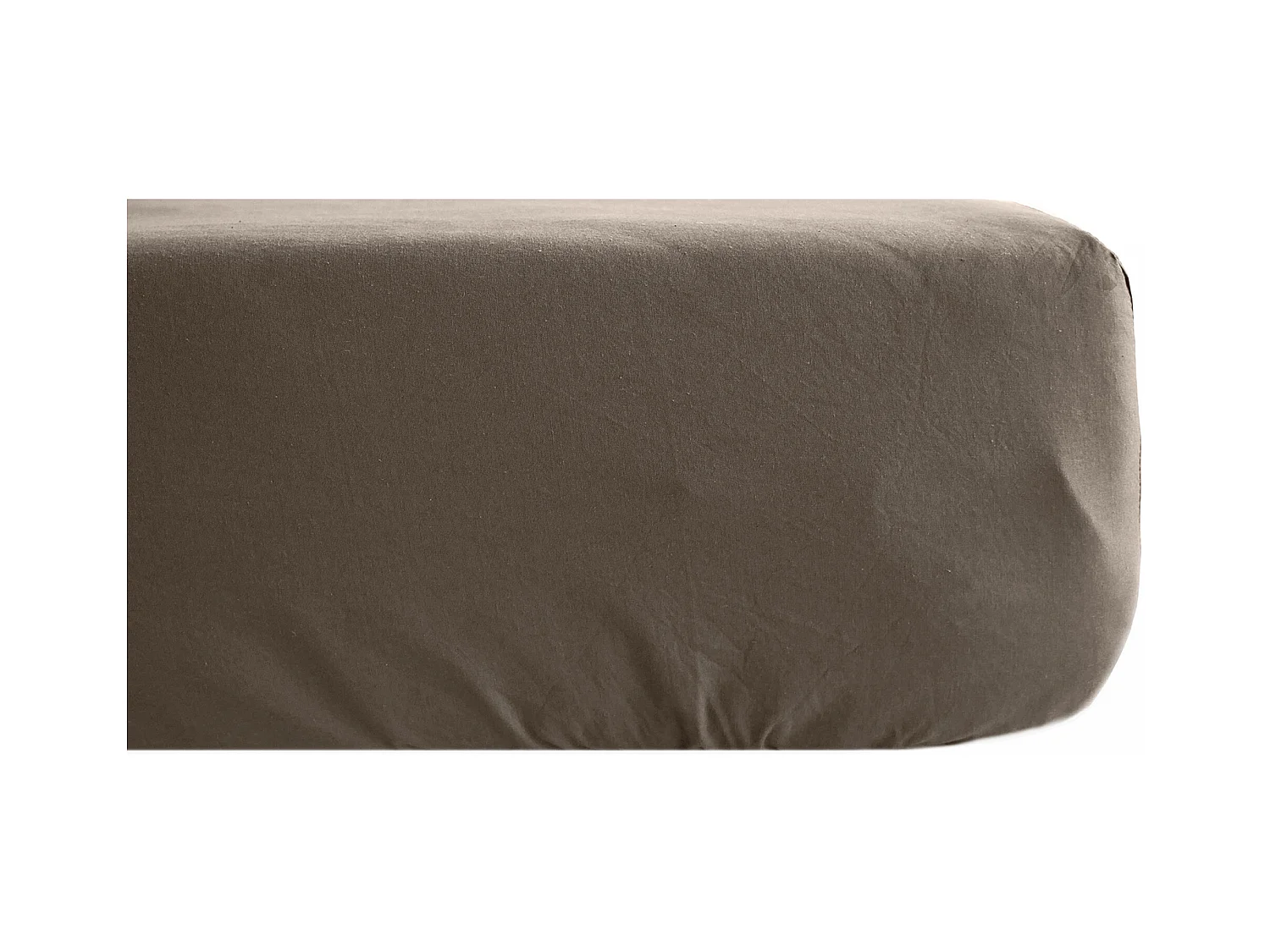 Drap housse 160x200 cm pur coton lavé PALACE marron tabac