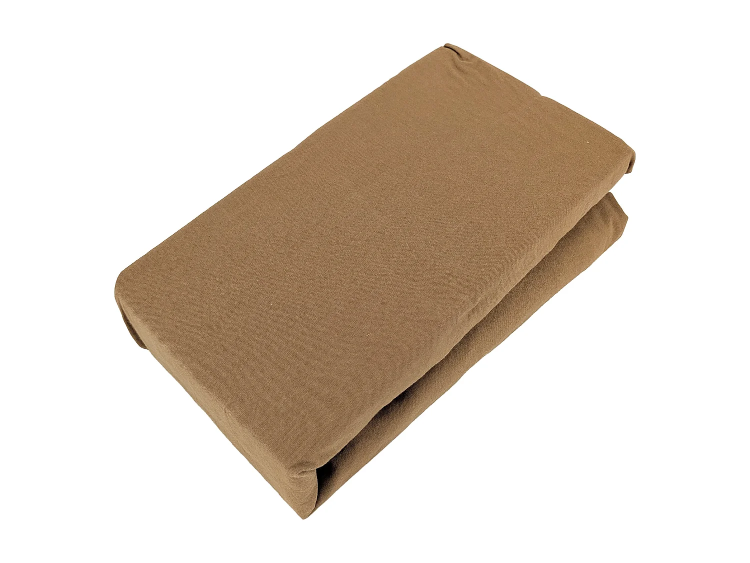 Drap housse PALACE pur coton lavé 180x200 cm bonnet 35 cm uni marron cognac