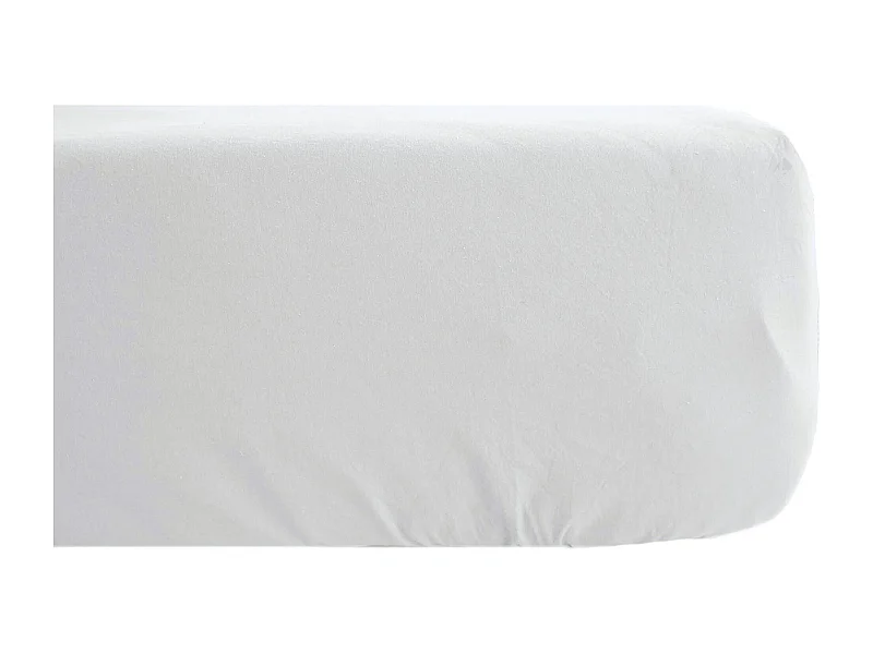 Drap housse PALACE pur coton lavé 90x190 cm bonnet 30 cm uni blanc neige