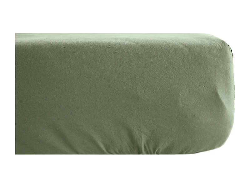 Drap housse 140x190 cm mousseline de coton OPERA vert mousse