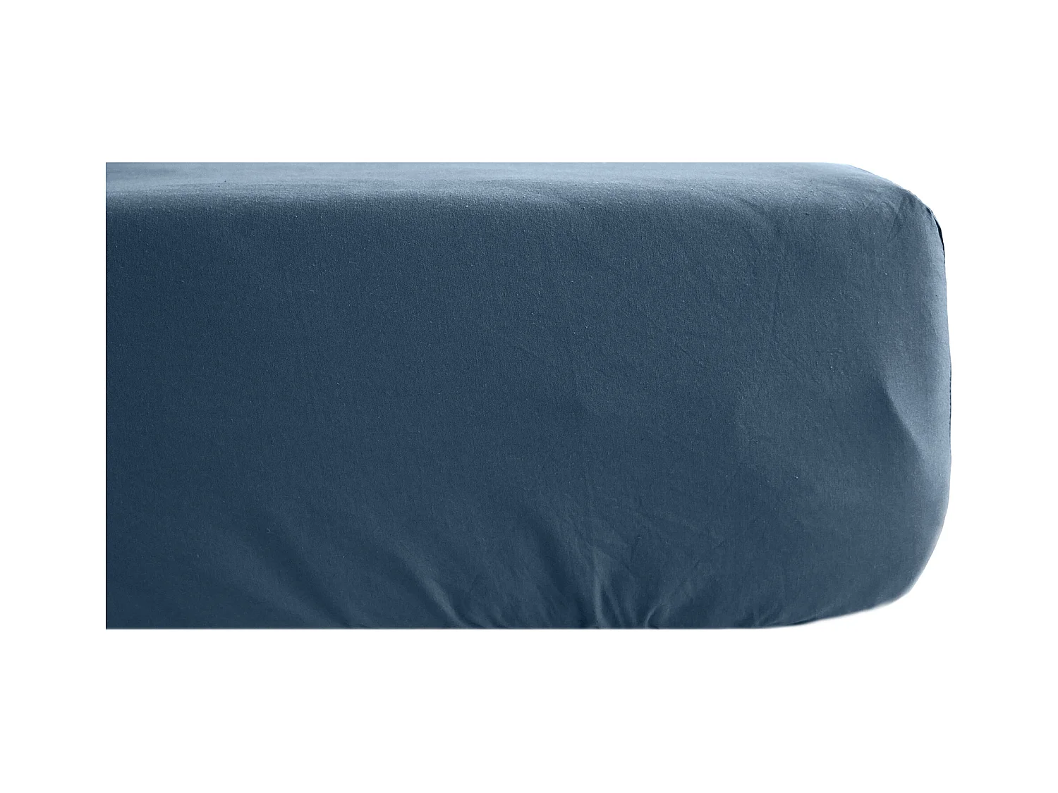 Drap housse 140x190 cm mousseline de coton OPERA bleu ardoise