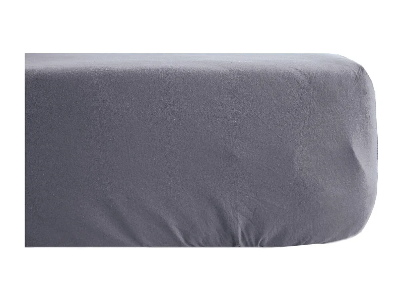 Drap housse PALACE pur coton lavé 180x200 cm bonnet 35 cm uni gris brume