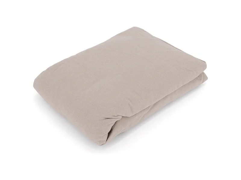 Drap housse flanelle unie 90x190 cm coton WALES beige Nougat