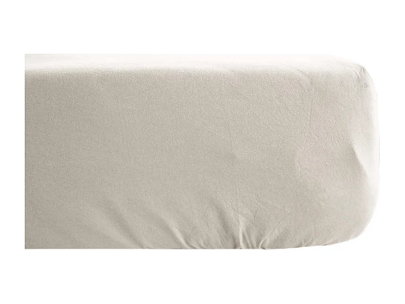 Drap housse PALACE pur coton lavé 160x200 cm bonnet 35 cm uni blanc nacre