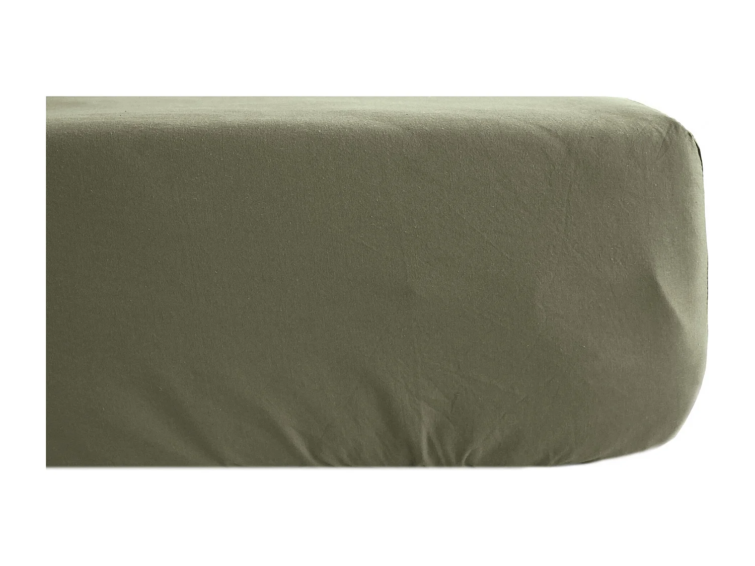 Drap housse uni 180x200 cm percale de coton MANOIR vert Mousse bonnet 35