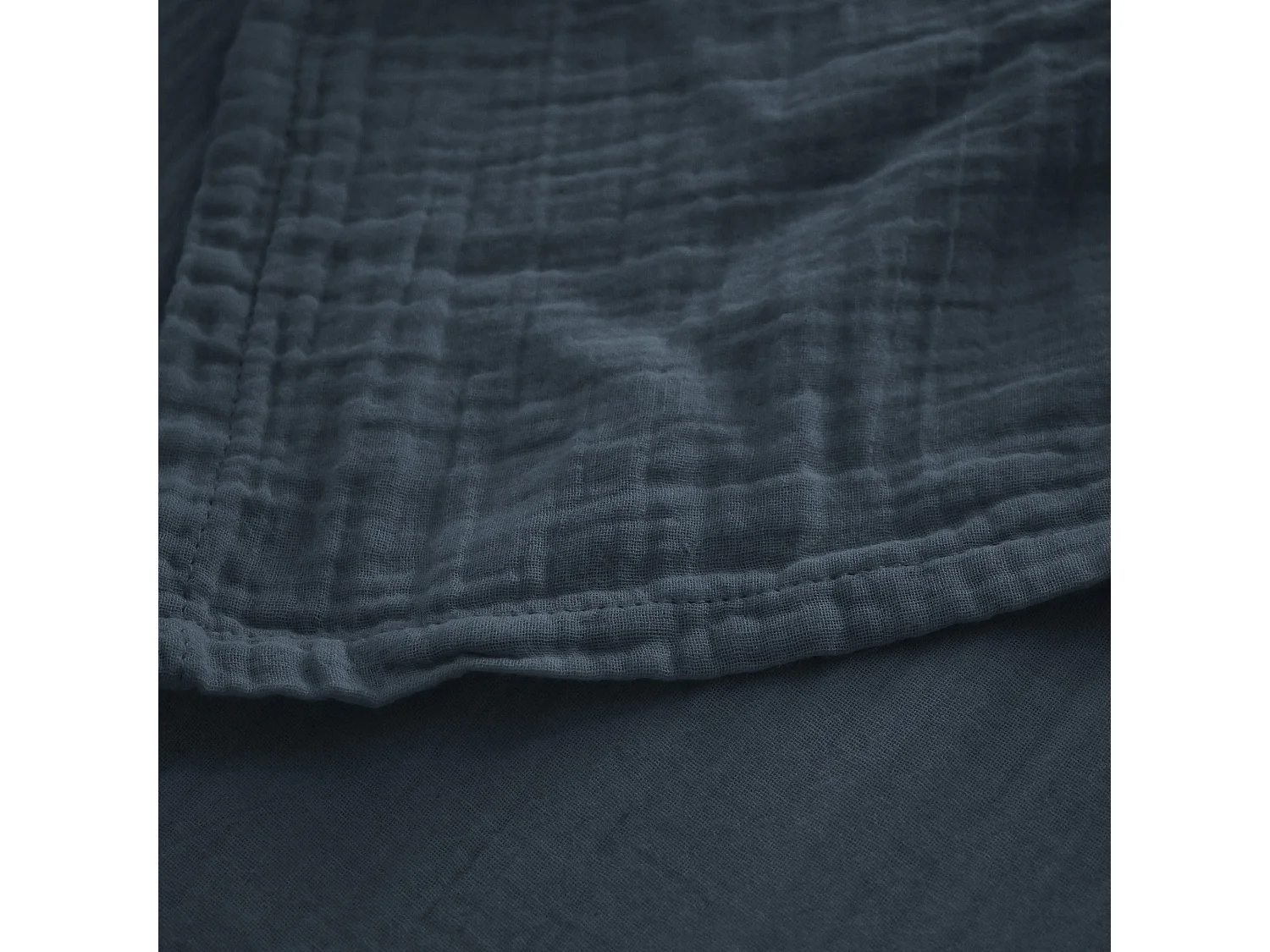 Drap housse MILOS mousseline de coton 180x200 cm bonnet 30 cm uni noir granit