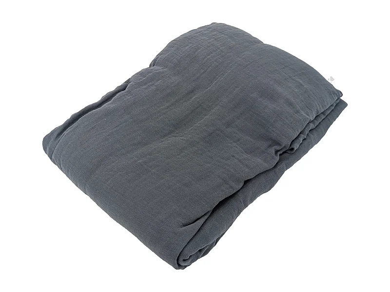 Drap housse MILOS mousseline de coton 180x200 cm bonnet 30 cm uni noir granit