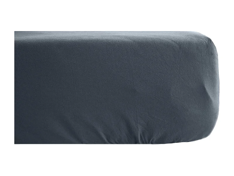 Drap housse PALACE pur coton lavé 160x200 cm bonnet 35 cm uni noir granit