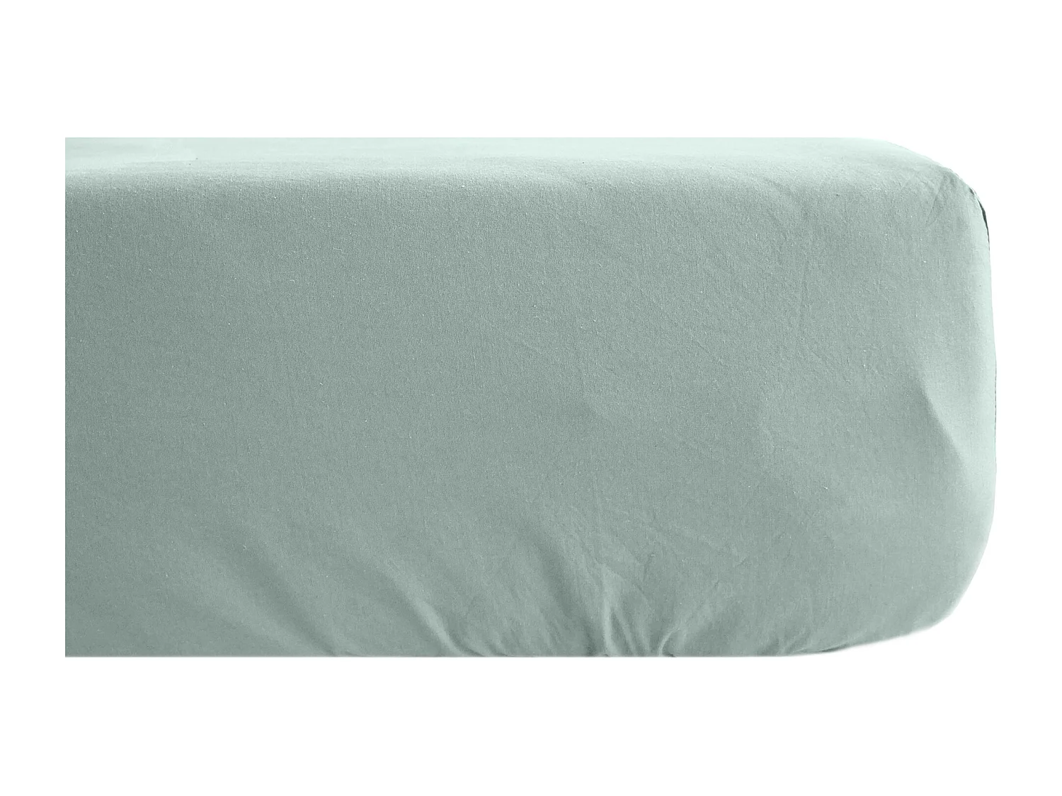 Drap housse 160x200 cm mousseline de coton OPERA vert lichen