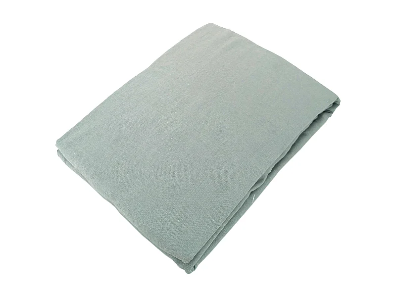 Drap housse 160x200 cm mousseline de coton OPERA vert lichen