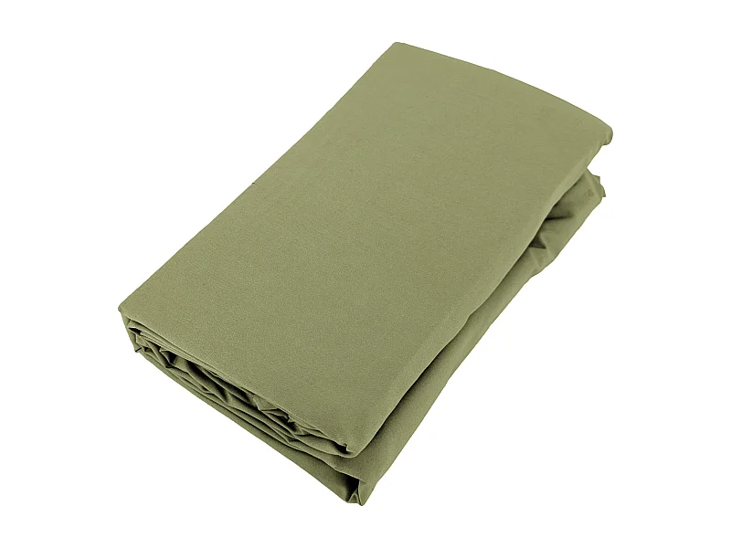 Drap housse uni 140x190 cm bonnet 35 cm percale de coton MANOIR vert Mousse