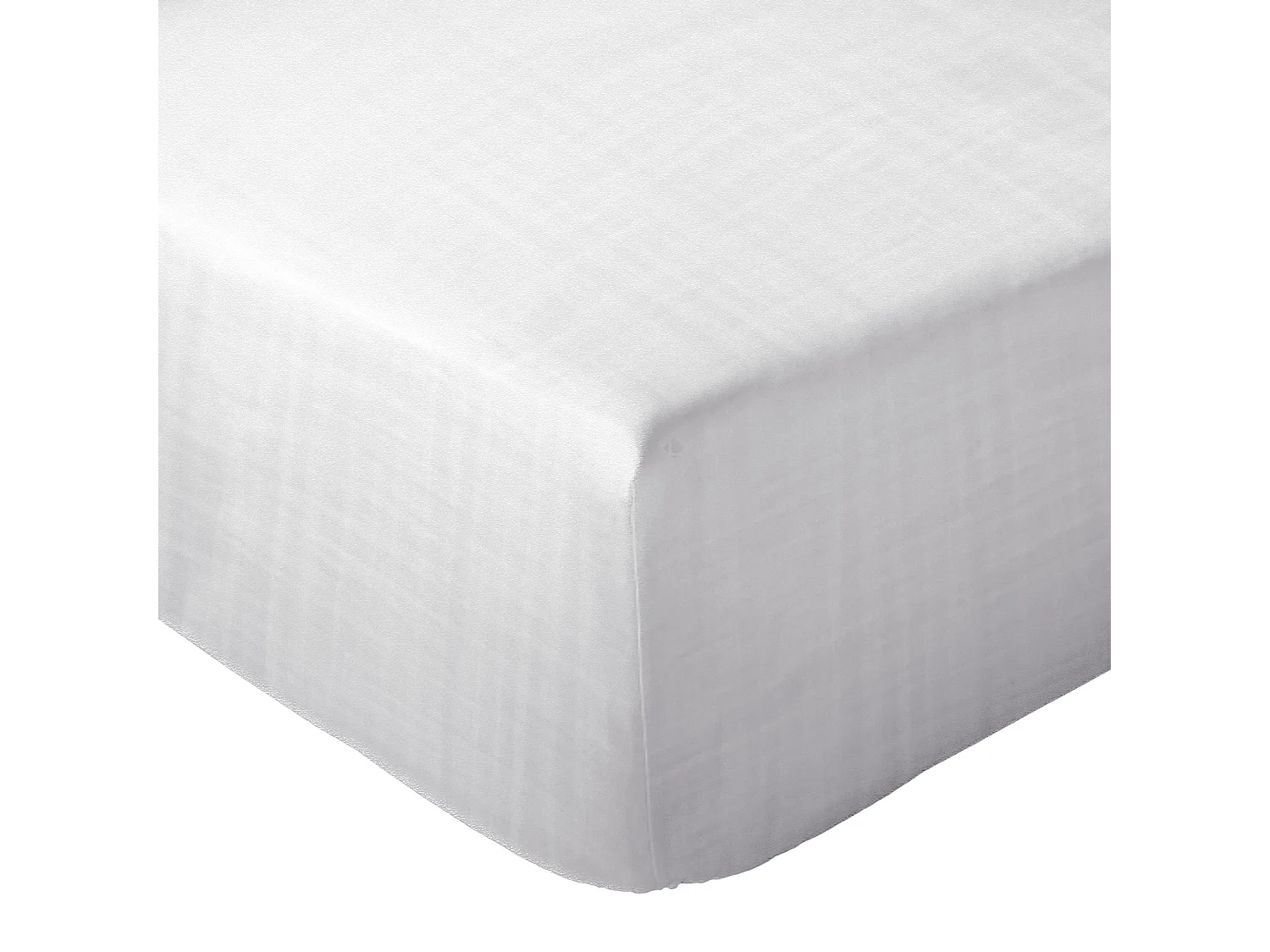 Drap housse 180x200x30 cm mousseline de coton MILOS blanc neige