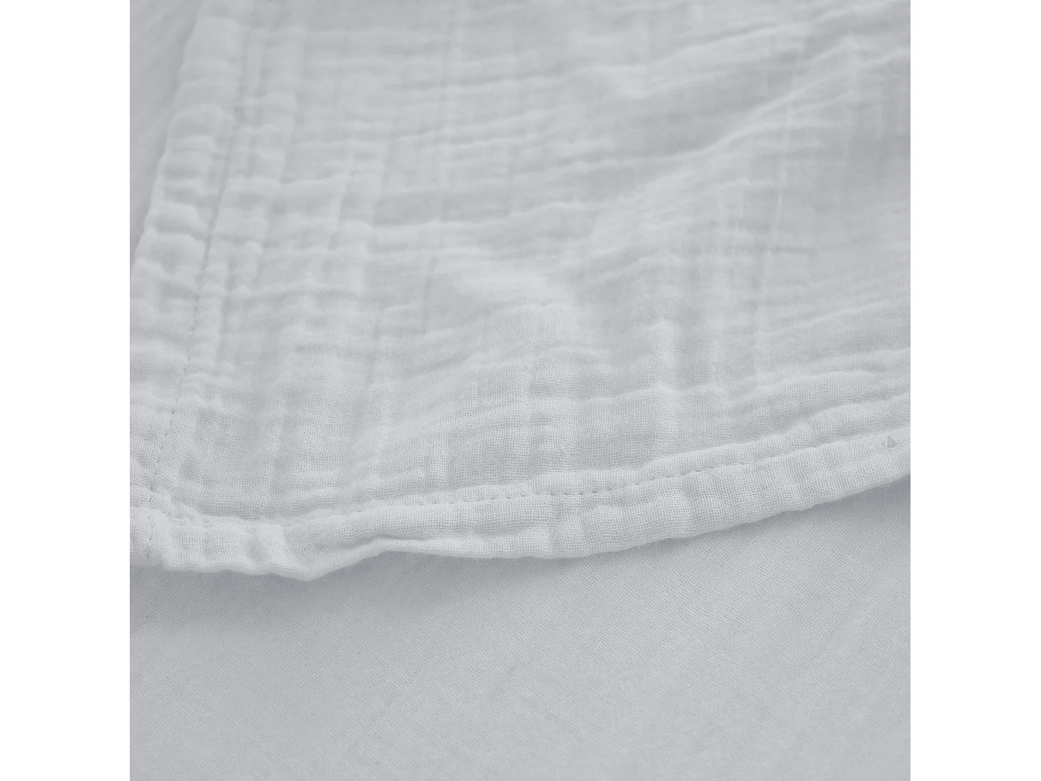 Drap housse MILOS mousseline de coton 180x200 cm bonnet 30 cm uni blanc neige