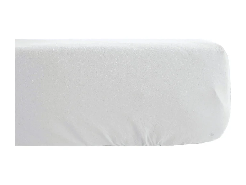 Drap housse PALACE pur coton lavé 200x200 cm bonnet 35 cm uni blanc neige