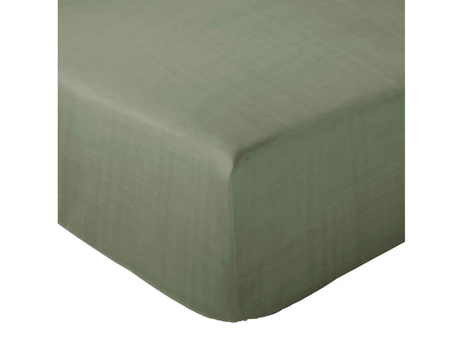 Drap housse MILOS mousseline de coton 160x200 cm bonnet 30 cm uni vert mousse